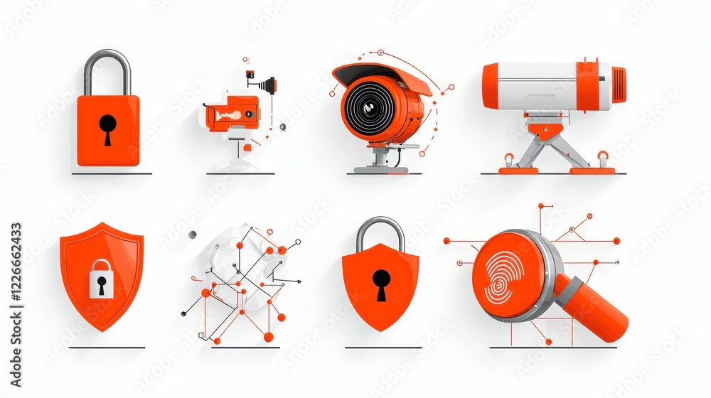 Fototapete Monitoring security elements understanding the standard for cctv cameras and other devices in a comprehensive overview of surveillance technology