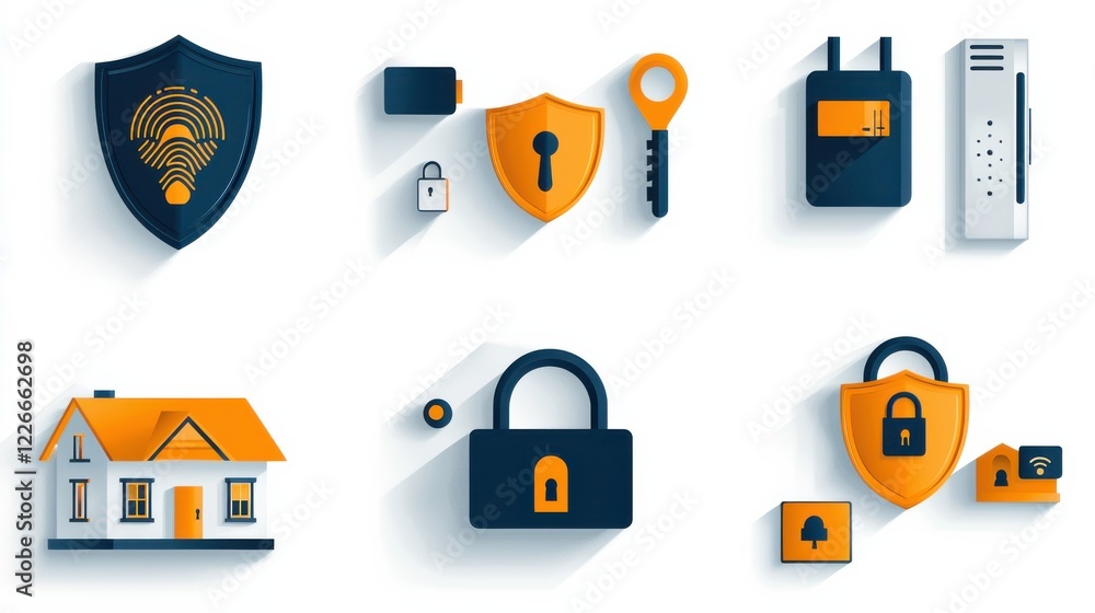 Aufkleber Enhancing security operations an in-depth look at icons and standards for lock shield and fingerprint recognition in technology environments