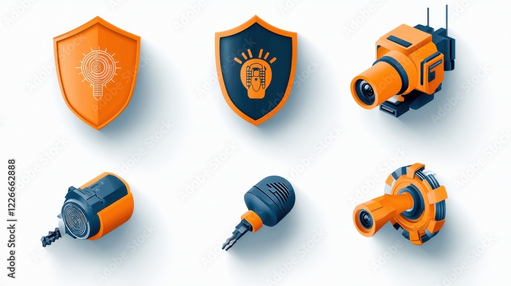 Leinwandbilder enhancing cybersecurity six icons representing firewall encryption standards in a digital environmen
