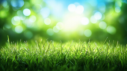 Obraz premium Vibrant Green Grass Nature Spring Background Lush Meadow view field plant fresh flora image photo 