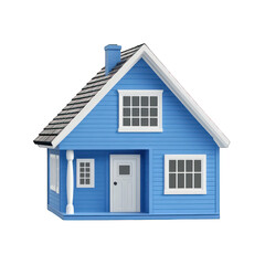 Obraz premium Blue house 3d render icon isolated on transparent background