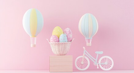 easter bunny with pink eggs