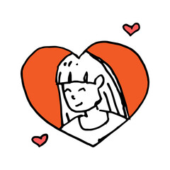 beautiful girl in heart shape illustration