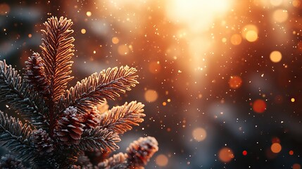 a beautiful autumn scene with a closeup of pine branches and a blurred background, a trendy dark toned design for social media seasonal quotes, a vintage fall wallpaper, a natural winter forest 