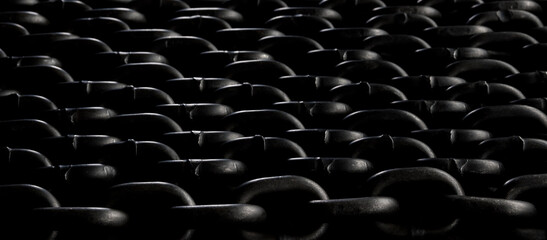 Fototapeta premium Heavy iron chain. Background of several chains laid out evenly.