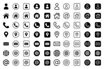 Web Icon Set for Modern UI and UX Design. Phone, Email, Person, Address, Social Media, and More. Perfect for Websites, Apps, and Digital Projects with Clean, Scalable Vector Graphics