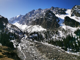 View of the Ak-Sai gorge in Ala-Archa National Park, Kyrgyzstan.