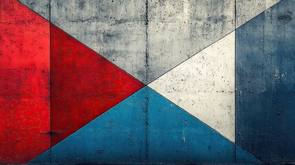 Naklejka premium a closeup of a colorful blue, red, gray, and white urban wall texture, a modern pattern for wallpaper design, a creative urban city background, an abstract open composition, minimal geometric style