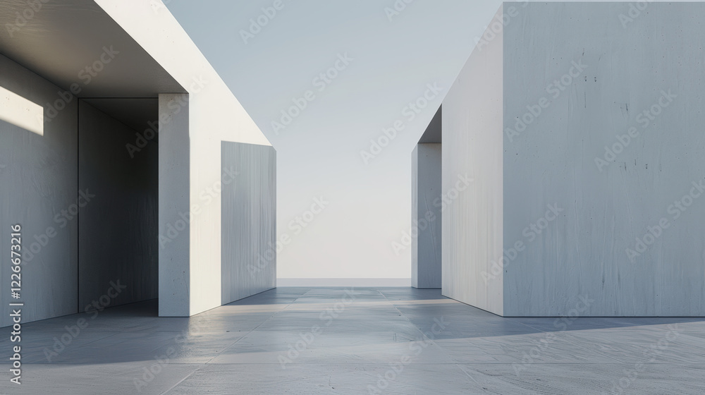 Poster a minimalist architectural design with clean lines and geometric shapes.