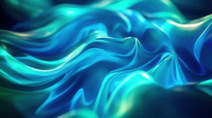 Obraz premium Neon blue and green gradient with fluid dynamic waveforms, perfect for futuristic business banners.