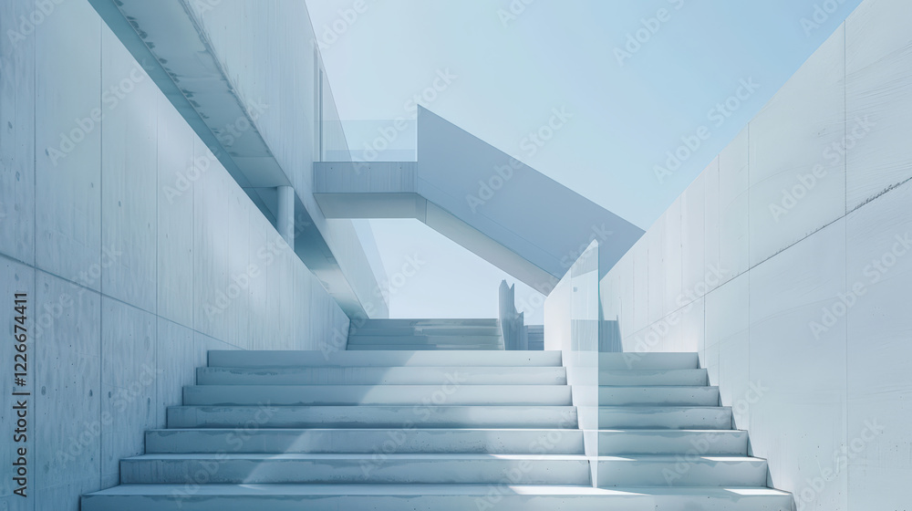 Poster a modern architectural structure with a minimalist design and clean lines.