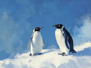 Fototapeta premium penguin on the snow