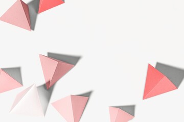 3D pink pyramids border background