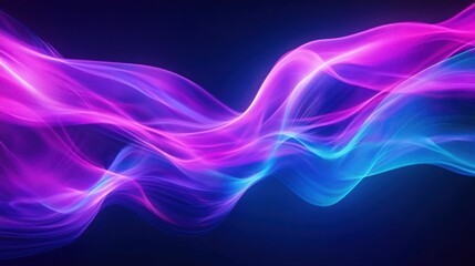 Fototapeta premium Neon blue and purple fluid gradient with flowing waveforms, ideal for modern advertising designs.