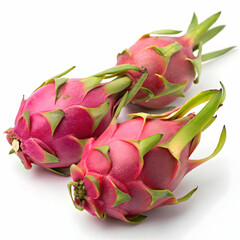 Fototapeta premium Fresh and Vibrant: Dragon Fruit Isolated on a White Background