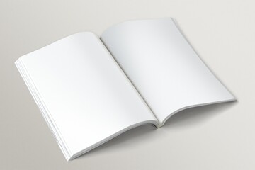 Opened book page, professional publishing with blank design space