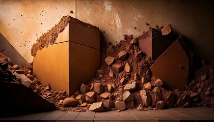 geometric concrete design wall mood board with concrete tiles color palette texture color pantone 2025 mocha mousse copy space
