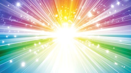 Rainbow Light Burst Radiating Sparkling Energy