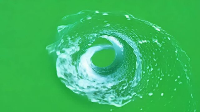 Whirling water displaying energy and fluidity. Green screen chromakey.
