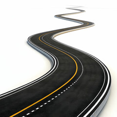 Endless Journey: Winding Two-Lane Road Vanishing into the Distance"
