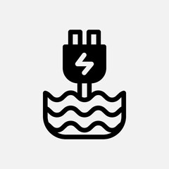Charge water energy icon Semi solid, free energy, ecology, renewable and green energy concept. Black and semi solid icon.
