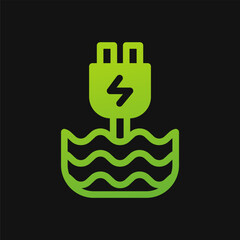 Charge water energy icon Glyph color, free energy, ecology, renewable and green energy concept. Solid with Gradient color icon.