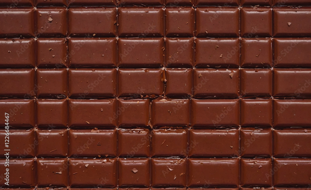 Poster a close up of a chocolate bar with a lot of chocolate chips on it. concept of indulgence and pleasur