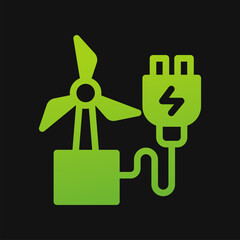 windmill charge icon Glyph color, free energy, ecology, renewable and green energy concept. Solid with Gradient color icon.