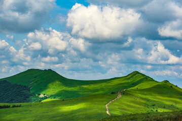 Bieszczady Mountains, Połonina Wetlińska, beautiful clouds in the sky