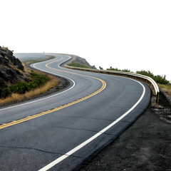 Endless Journey: Winding Two-Lane Road Vanishing into the Distance"