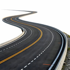 Endless Journey: Winding Two-Lane Road Vanishing into the Distance"