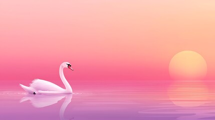 Obraz premium Serene Swann Retreat at Sunset by Calm Waters