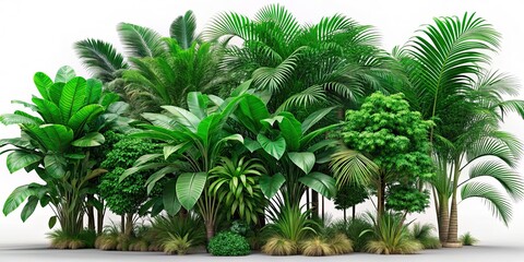 Obraz premium 3D Rendered Cutout Jungle Green Trees - Macro Photography PNG