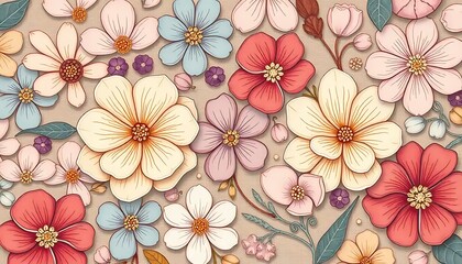 Delicate Pastel Flowers Blossom In Artistic Arrangement