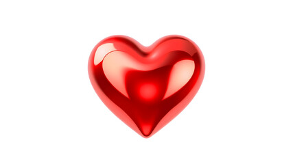 Fototapeta premium Metallic red 3d heart illustration on white background. Generative AI