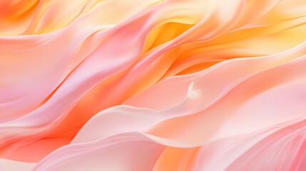 Obraz premium Smooth transitions of pastel orange and pink in a fluid wave design, perfect for vibrant business banners.