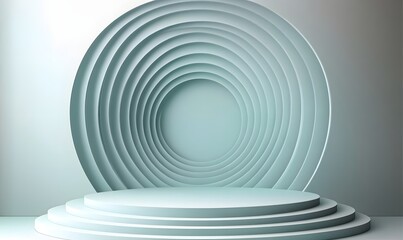 Obraz premium Pastel stage, circular backdrop, product display, minimal studio