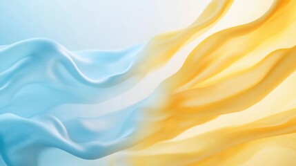 Obraz premium Smooth transitions of pastel yellow and blue in a fluid wave background, perfect for elegant business designs.