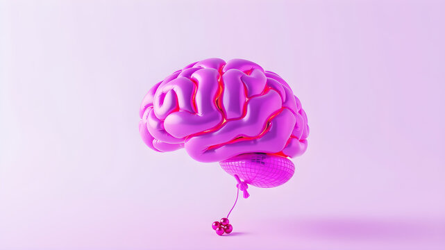 brain shaped pink balloon. Generative AI