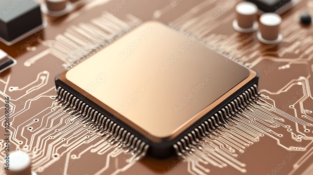 Poster a closeup view of a microprocessor on a circuit board