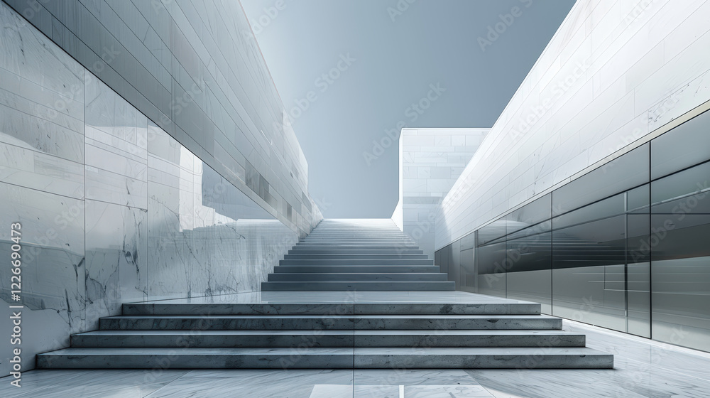 Poster a modern architectural structure with a minimalist design and clean lines.