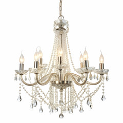 Fototapeta premium Elegant Illumination: Luxury Chandelier with Lights on White Background