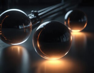 Glowing orbs within a translucent and shimmering pipe , otherworldly, luminescent