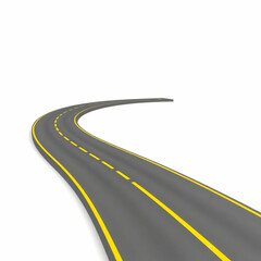 Endless Journey: Winding Two-Lane Road Vanishing into the Distance"