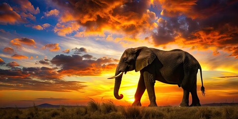 African Elephant Silhouette, Wildlife, Bush, Majestic, Nature