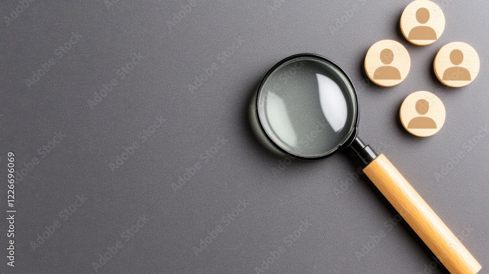 Poster abstract visual of cascading magnifying glasses, a study in layered magnification and repetition