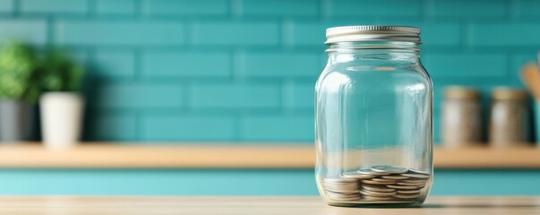 Conceptual Image of an Empty Savings Jar on a Kitchen Counter Illustrating Workforce Reduction and Financial Strain