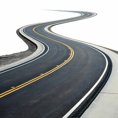 Endless Journey: Winding Two-Lane Road Vanishing into the Distance"
