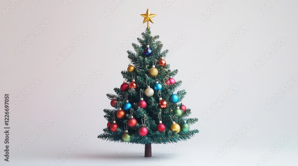 Aufkleber a christmas tree with many colorful ornaments on it. the tree is the focal point of the image and th