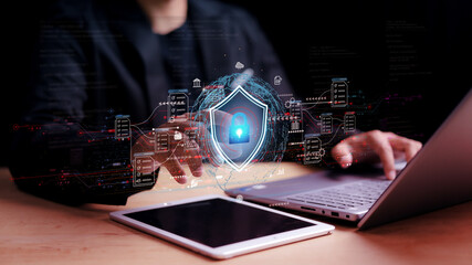 cyber security concept, Login, User, identification information security and encryption, secure...